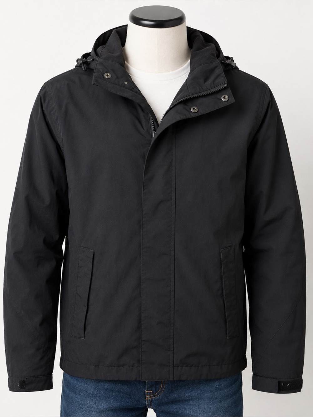 Eddie Bauer Men's Black fleece lined hooded jacket SMALL Gorpcore outdoor